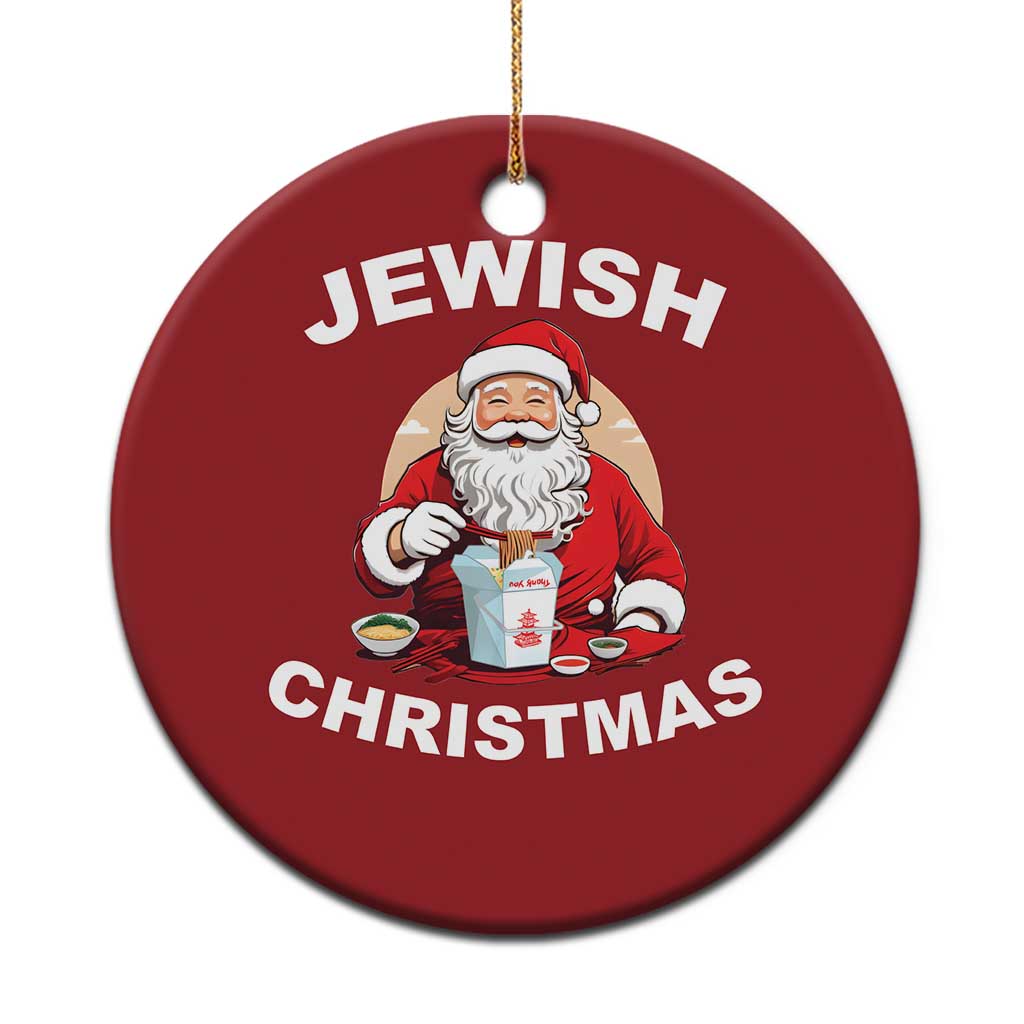Funny Jewish Xmas Christmas Ornament Santa Is Eating Chinese Food Hanukkah Hebrew TS11 Print Your Wear
