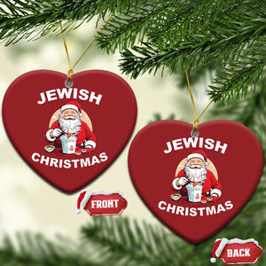 Funny Jewish Xmas Christmas Ornament Santa Is Eating Chinese Food Hanukkah Hebrew TS11 Heart Red Print Your Wear