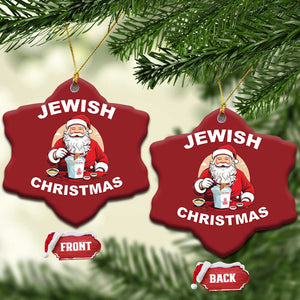 Funny Jewish Xmas Christmas Ornament Santa Is Eating Chinese Food Hanukkah Hebrew TS11 Snow Flake Red Print Your Wear