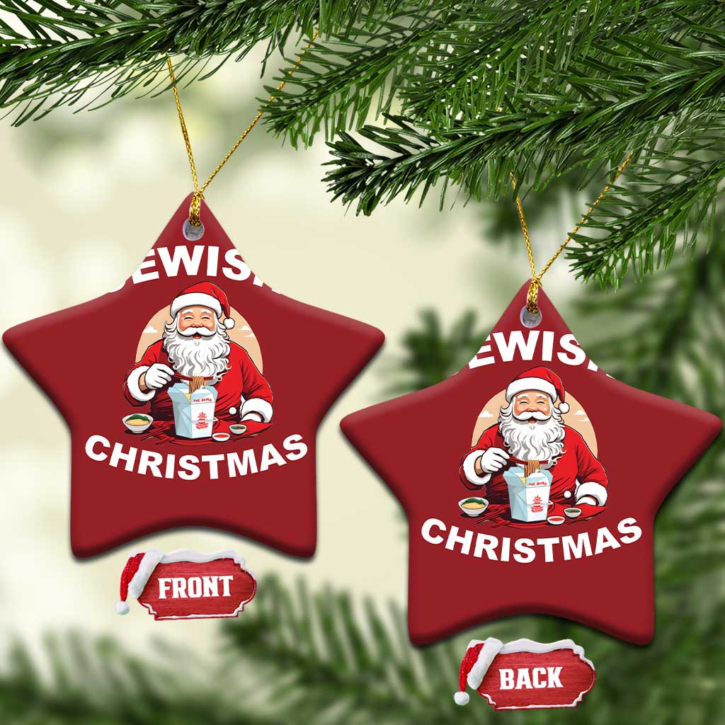 Funny Jewish Xmas Christmas Ornament Santa Is Eating Chinese Food Hanukkah Hebrew TS11 Star Red Print Your Wear