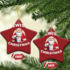 Funny Jewish Xmas Christmas Ornament Santa Is Eating Chinese Food Hanukkah Hebrew TS11 Star Red Print Your Wear