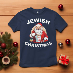 Funny Jewish Christmas T Shirt Santa Is Eating Chinese Food Hanukkah Hebrew TS11 Navy Print Your Wear