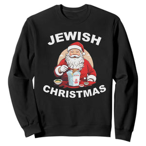 Funny Jewish Christmas Sweatshirt Santa Is Eating Chinese Food Hanukkah Hebrew TS11 Black Print Your Wear