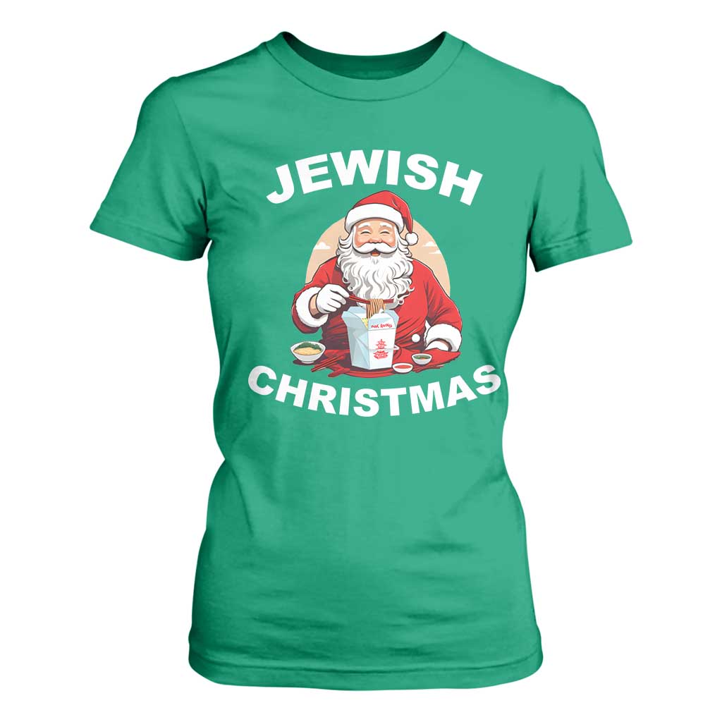 Funny Jewish Christmas T Shirt For Women Santa Is Eating Chinese Food Hanukkah Hebrew TS11 Irish Green Print Your Wear