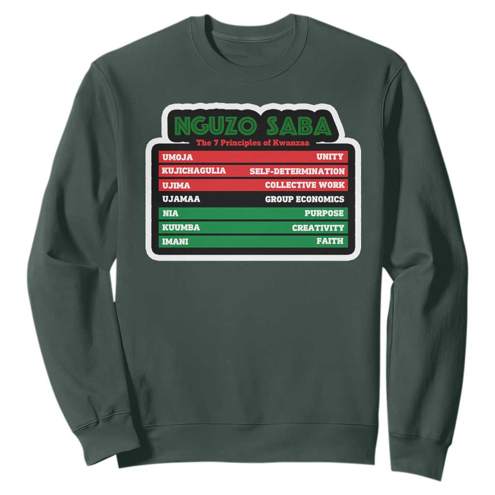 Nguzo Saba The 7 Principles Of Kwanzaa Sweatshirt TS11 Dark Forest Green Print Your Wear