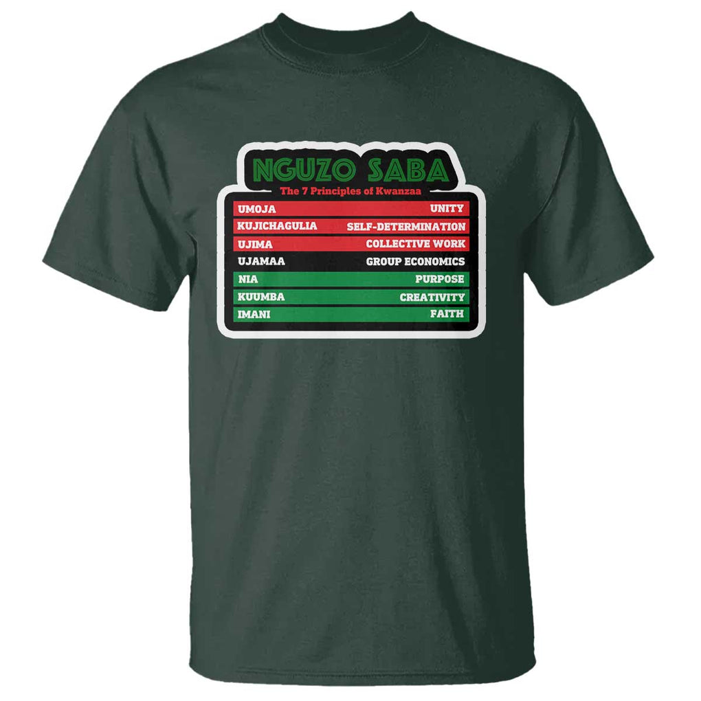Nguzo Saba The 7 Principles Of Kwanzaa T Shirt TS11 Dark Forest Green Print Your Wear