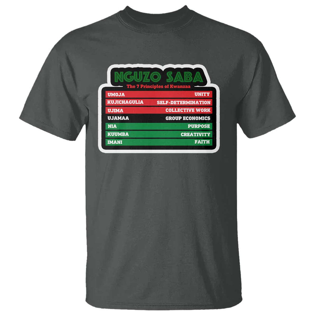 Nguzo Saba The 7 Principles Of Kwanzaa T Shirt TS11 Dark Heather Print Your Wear