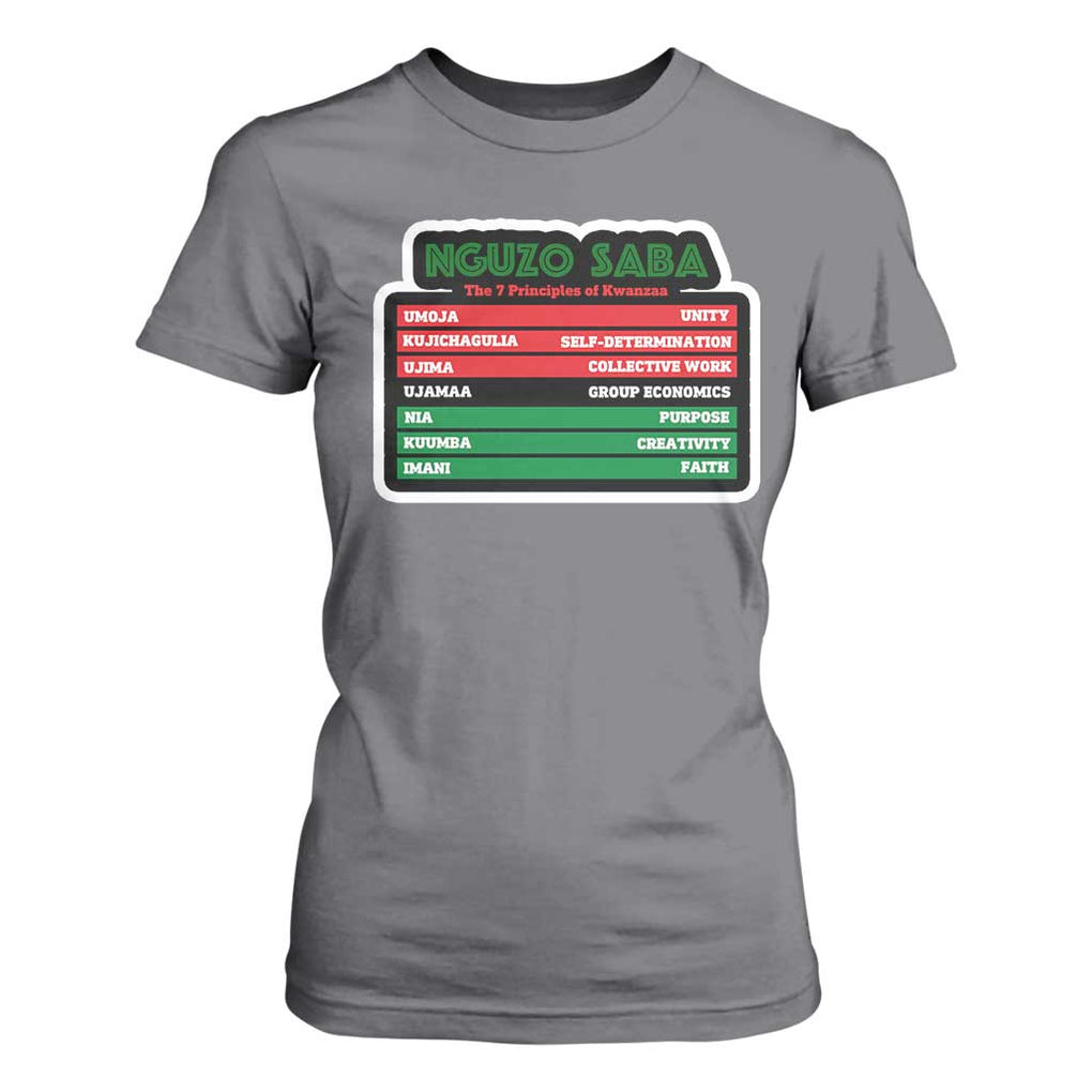 Nguzo Saba The 7 Principles Of Kwanzaa T Shirt For Women TS11 Charcoal Print Your Wear