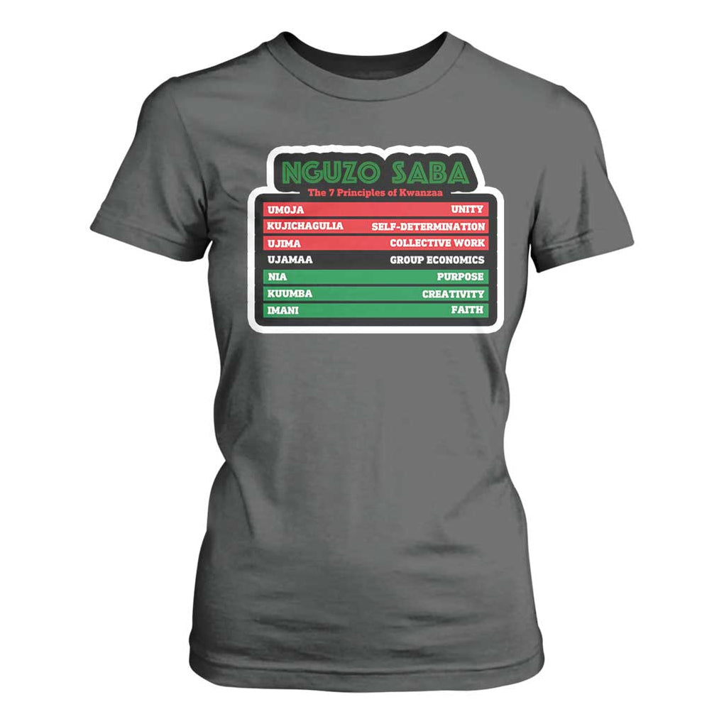 Nguzo Saba The 7 Principles Of Kwanzaa T Shirt For Women TS11 Dark Heather Print Your Wear