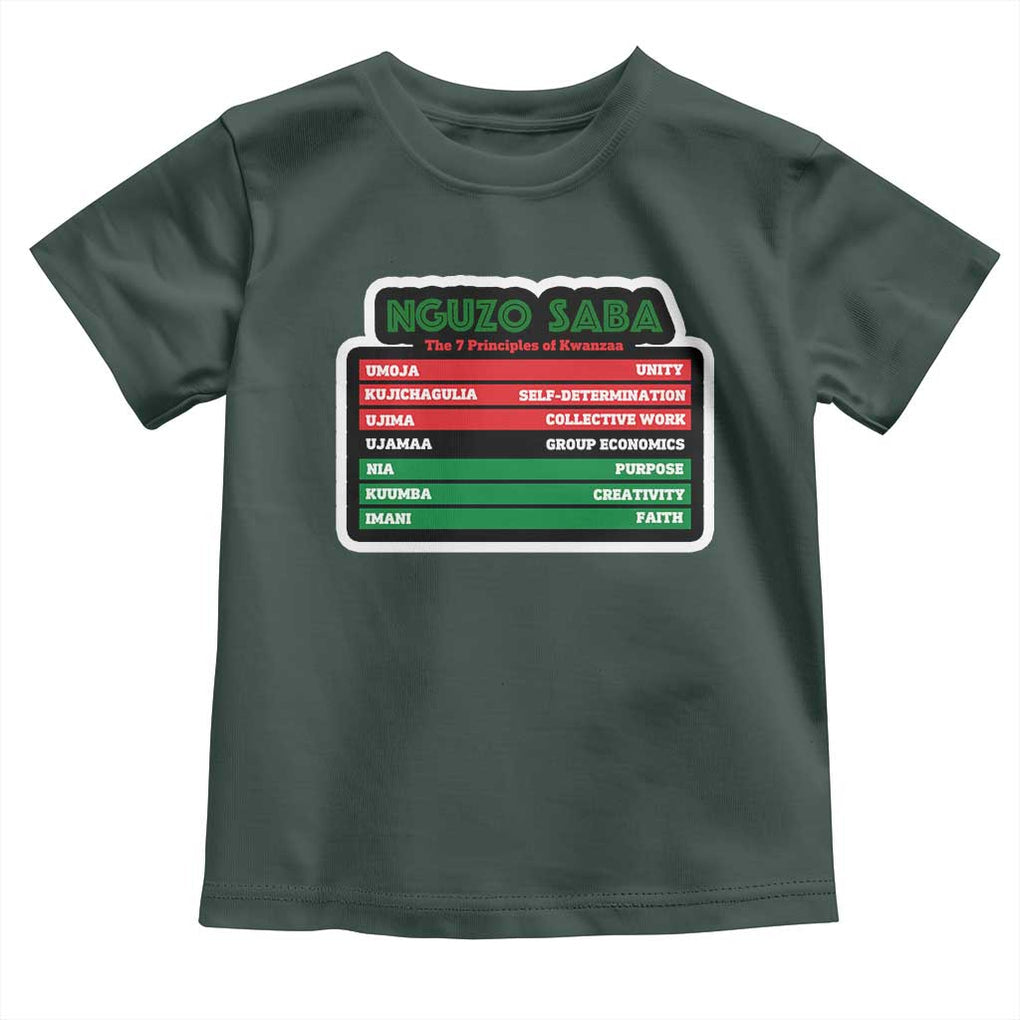 Nguzo Saba The 7 Principles Of Kwanzaa Toddler T Shirt TS11 Dark Forest Green Print Your Wear