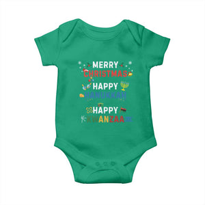 Funny Merry Christmas Happy Hanukkah Happy Kwanzaa Holiday Baby Onesie TS11 Irish Green Print Your Wear