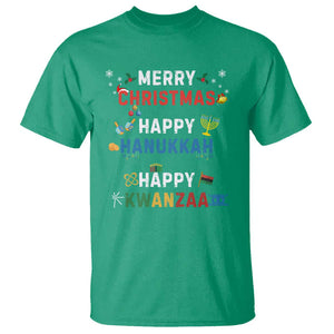 Funny Merry Christmas Happy Hanukkah Happy Kwanzaa Holiday T Shirt TS11 Irish Green Print Your Wear