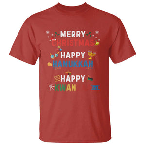 Funny Merry Christmas Happy Hanukkah Happy Kwanzaa Holiday T Shirt TS11 Red Print Your Wear