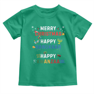Funny Merry Christmas Happy Hanukkah Happy Kwanzaa Holiday Toddler T Shirt TS11 Irish Green Print Your Wear