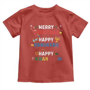 Funny Merry Christmas Happy Hanukkah Happy Kwanzaa Holiday Toddler T Shirt TS11 Red Print Your Wear