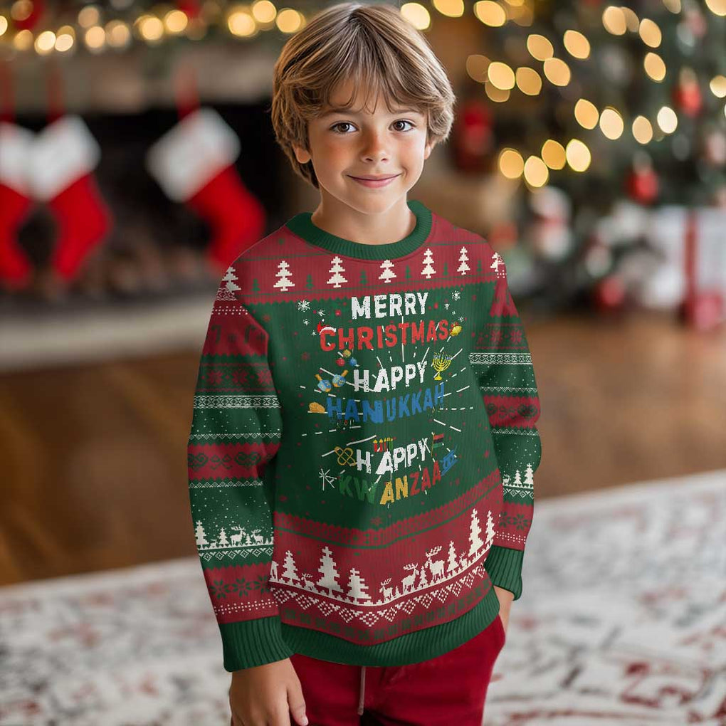 Funny Merry Christmas Happy Hanukkah Happy Kwanzaa Holiday Ugly Christmas Sweater TS11 Christmas Print Your Wear