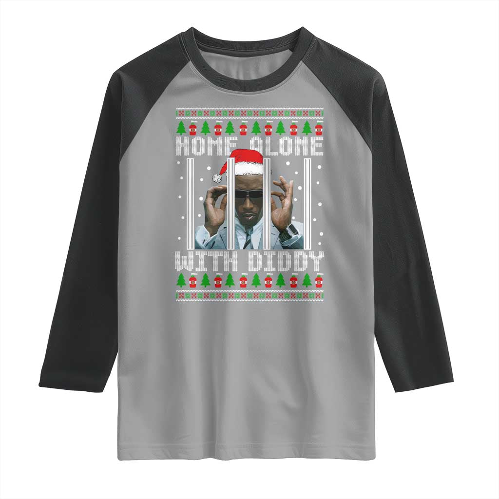 Funny Dirty Santa Diddy Christmas Raglan Shirt Home Alone With Diddy TS11 Sport Gray Black Print Your Wear