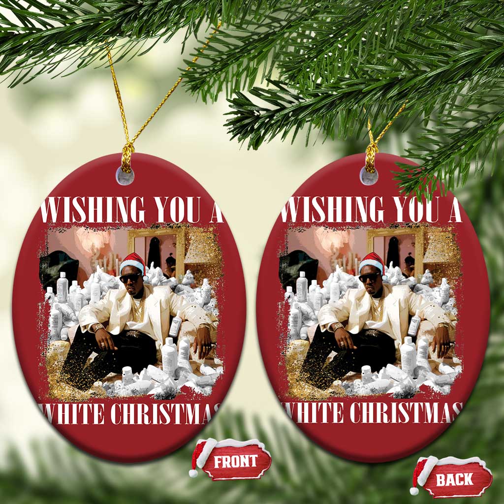 Funny Dirty Santa Diddy Xmas Christmas Ornament Wishing You A White Xmas Santa Hat TS11 Oval Red Print Your Wear