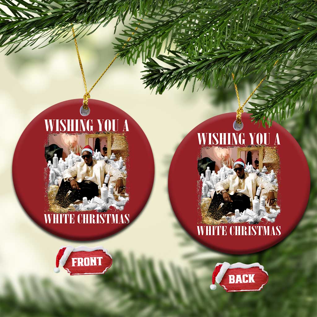 Funny Dirty Santa Diddy Xmas Christmas Ornament Wishing You A White Xmas Santa Hat TS11 Circle Red Print Your Wear
