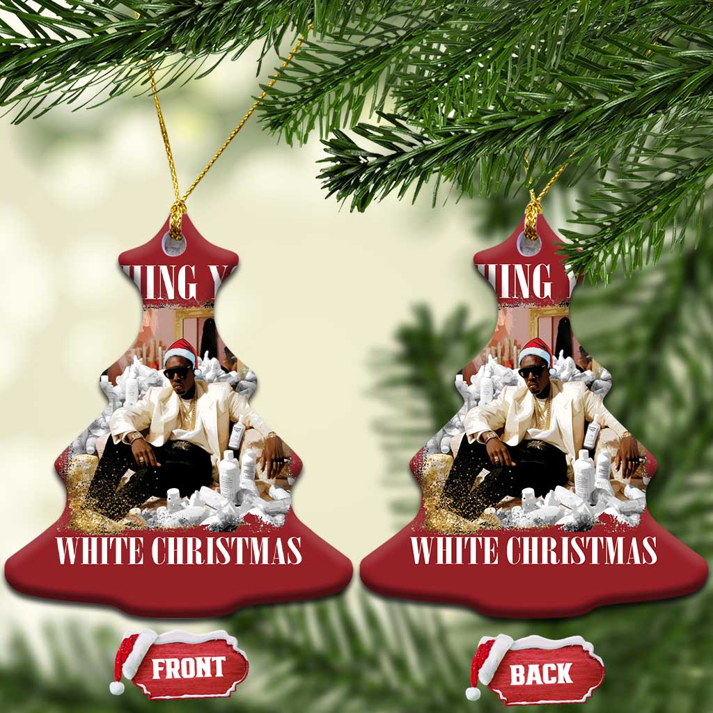 Funny Dirty Santa Diddy Xmas Christmas Ornament Wishing You A White Xmas Santa Hat TS11 Christmas Tree Red Print Your Wear