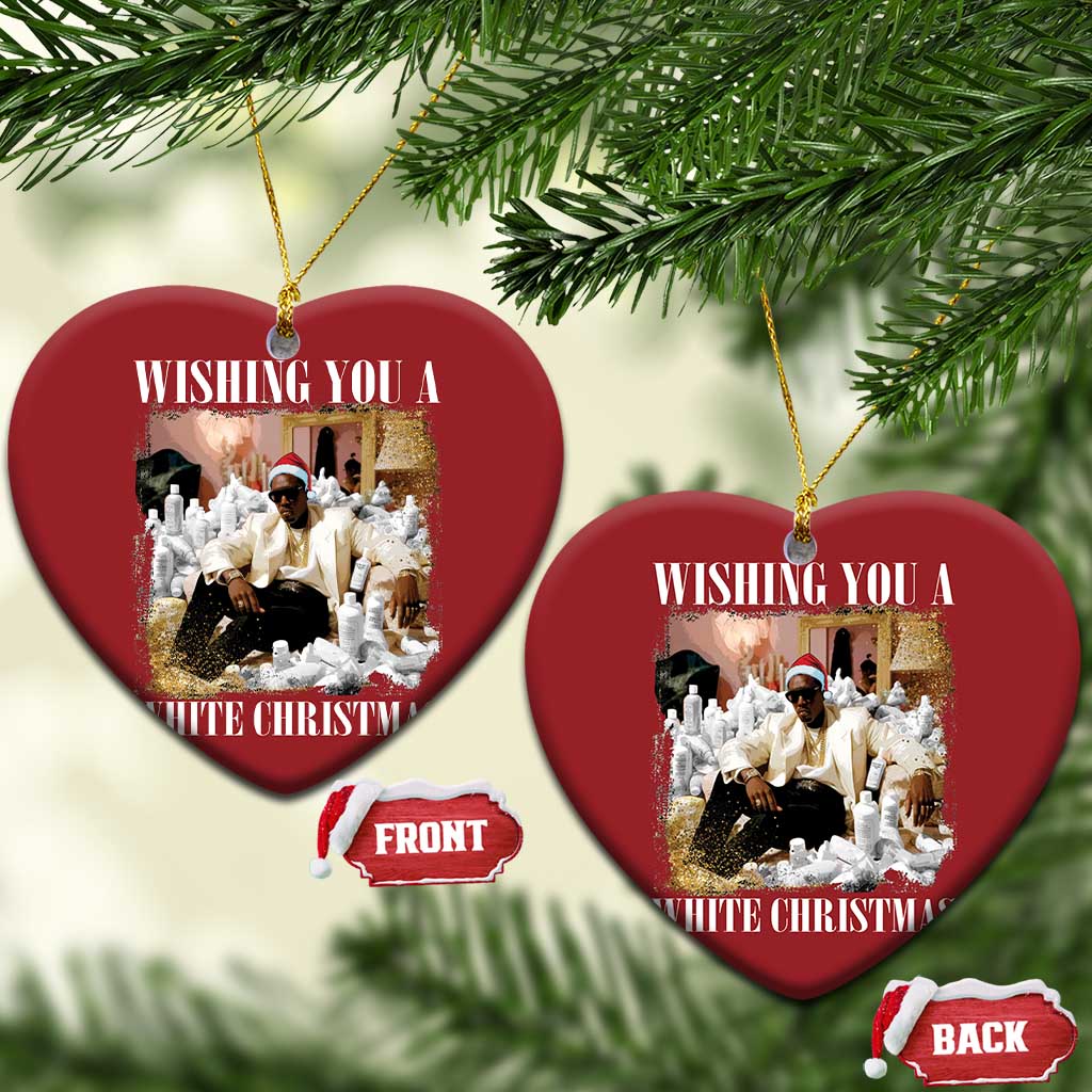 Funny Dirty Santa Diddy Xmas Christmas Ornament Wishing You A White Xmas Santa Hat TS11 Heart Red Print Your Wear
