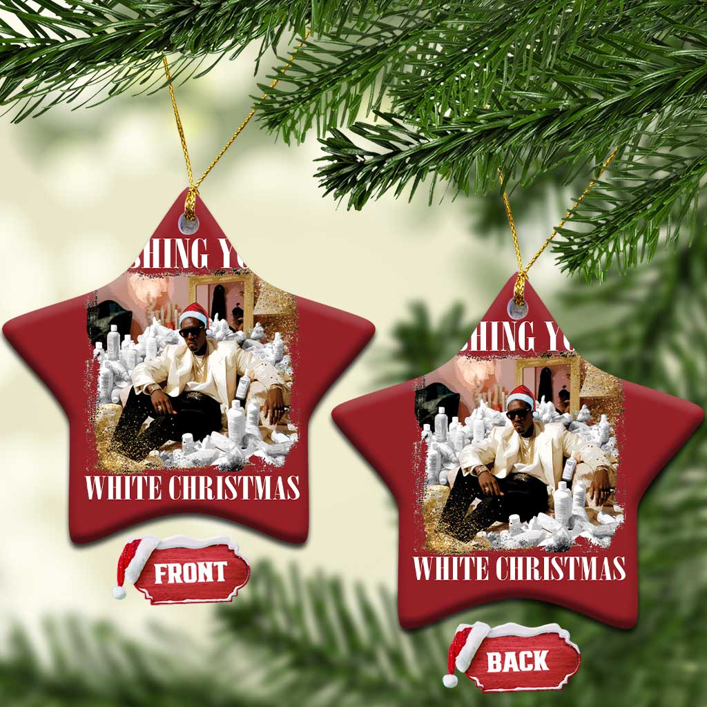 Funny Dirty Santa Diddy Xmas Christmas Ornament Wishing You A White Xmas Santa Hat TS11 Star Red Print Your Wear