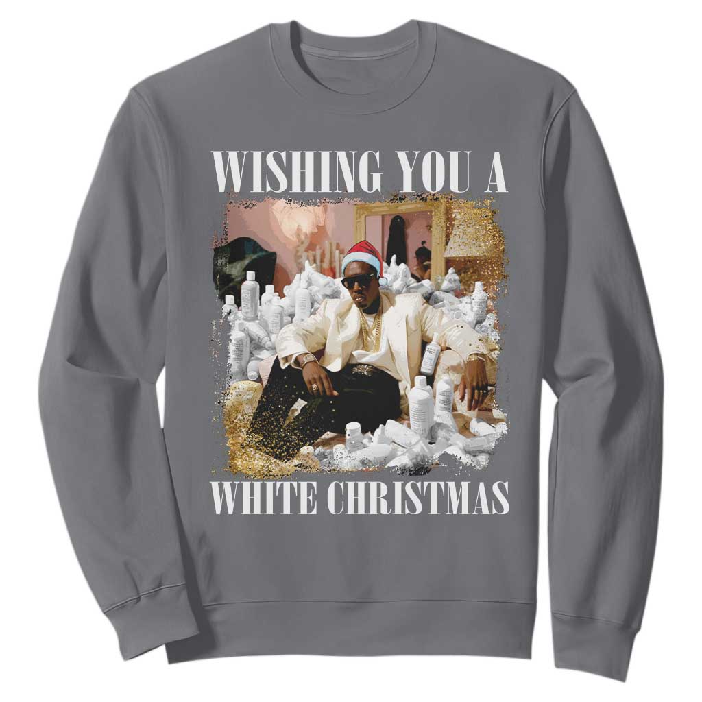 Funny Dirty Santa Diddy Christmas Sweatshirt Wishing You A White Christmas Santa Hat TS11 Charcoal Print Your Wear