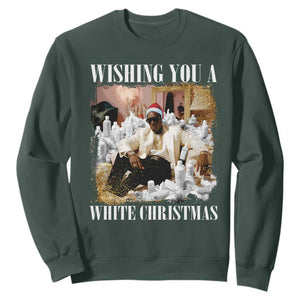 Funny Dirty Santa Diddy Christmas Sweatshirt Wishing You A White Christmas Santa Hat TS11 Dark Forest Green Print Your Wear