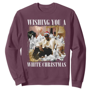 Funny Dirty Santa Diddy Christmas Sweatshirt Wishing You A White Christmas Santa Hat TS11 Maroon Print Your Wear