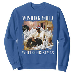 Funny Dirty Santa Diddy Christmas Sweatshirt Wishing You A White Christmas Santa Hat TS11 Royal Blue Print Your Wear