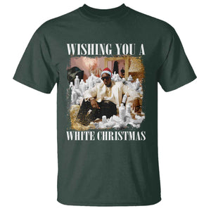 Funny Dirty Santa Diddy Christmas T Shirt Wishing You A White Christmas Santa Hat TS11 Dark Forest Green Print Your Wear
