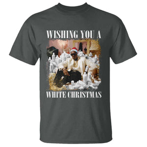 Funny Dirty Santa Diddy Christmas T Shirt Wishing You A White Christmas Santa Hat TS11 Dark Heather Print Your Wear