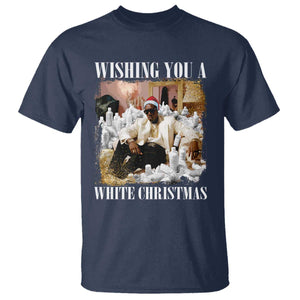 Funny Dirty Santa Diddy Christmas T Shirt Wishing You A White Christmas Santa Hat TS11 Navy Print Your Wear