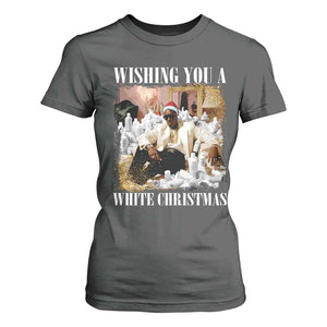 Funny Dirty Santa Diddy Christmas T Shirt For Women Wishing You A White Christmas Santa Hat TS11 Dark Heather Print Your Wear