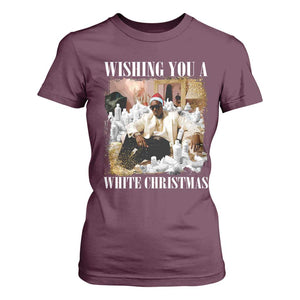 Funny Dirty Santa Diddy Christmas T Shirt For Women Wishing You A White Christmas Santa Hat TS11 Maroon Print Your Wear