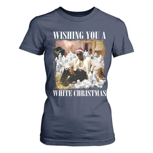 Funny Dirty Santa Diddy Christmas T Shirt For Women Wishing You A White Christmas Santa Hat TS11 Navy Print Your Wear