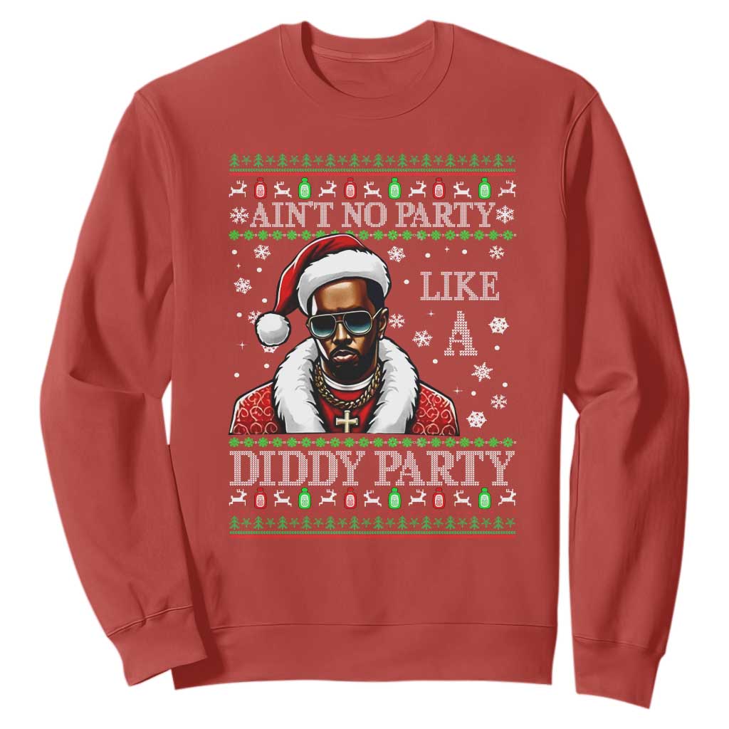 Funny Dirty Santa Diddy Christmas Sweatshirt Ain't No Party Like A Diddy Party TS11 Red Print Your Wear