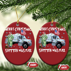 Funny Trump Xmas Christmas Ornament Merry Xmas Shitter Was Full Garbage Truck TS11 Oval Red Print Your Wear