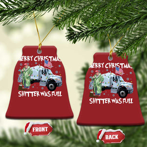 Funny Trump Xmas Christmas Ornament Merry Xmas Shitter Was Full Garbage Truck TS11 Bell Flake Red Print Your Wear