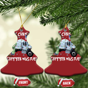 Funny Trump Xmas Christmas Ornament Merry Xmas Shitter Was Full Garbage Truck TS11 Christmas Tree Red Print Your Wear