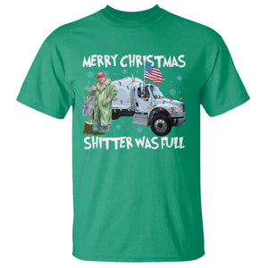 Funny Trump Christmas T Shirt Merry Christmas Shitter Was Full Garbage Truck TS11 Irish Green Print Your Wear