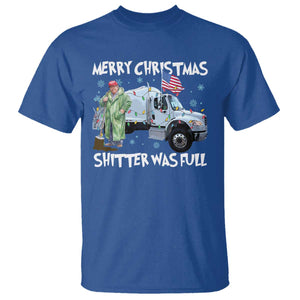 Funny Trump Christmas T Shirt Merry Christmas Shitter Was Full Garbage Truck TS11 Royal Blue Print Your Wear