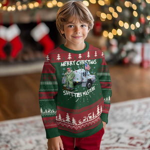 Funny Xmas Trump Ugly Christmas Sweater Merry Christmas Shitter Was Full Garbage Truck TS11 Christmas Print Your Wear