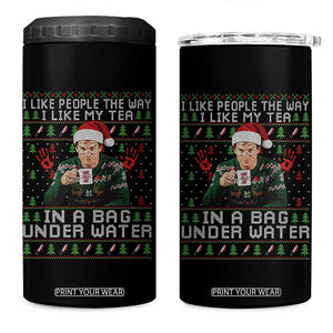 Funny Christmas Crime Drama 4 in 1 Can Cooler Tumbler I Like People The Way I Like My Tea In A Bag Under Water TS11 One Size: 16 oz Black Print Your Wear