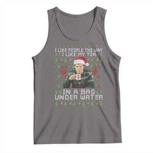 Funny Christmas Crime Drama Tank Top I Like People The Way I Like My Tea In A Bag Under Water TS11 Deep Heather Print Your Wear