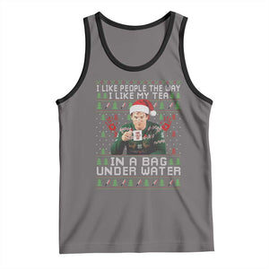 Funny Christmas Crime Drama Tank Top I Like People The Way I Like My Tea In A Bag Under Water TS11 Deep Heather Black Print Your Wear
