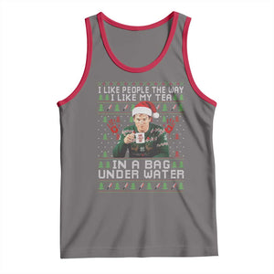 Funny Christmas Crime Drama Tank Top I Like People The Way I Like My Tea In A Bag Under Water TS11 Deep Heather Red Print Your Wear