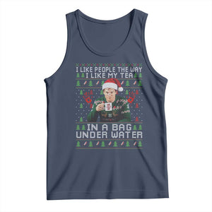 Funny Christmas Crime Drama Tank Top I Like People The Way I Like My Tea In A Bag Under Water TS11 Navy Print Your Wear