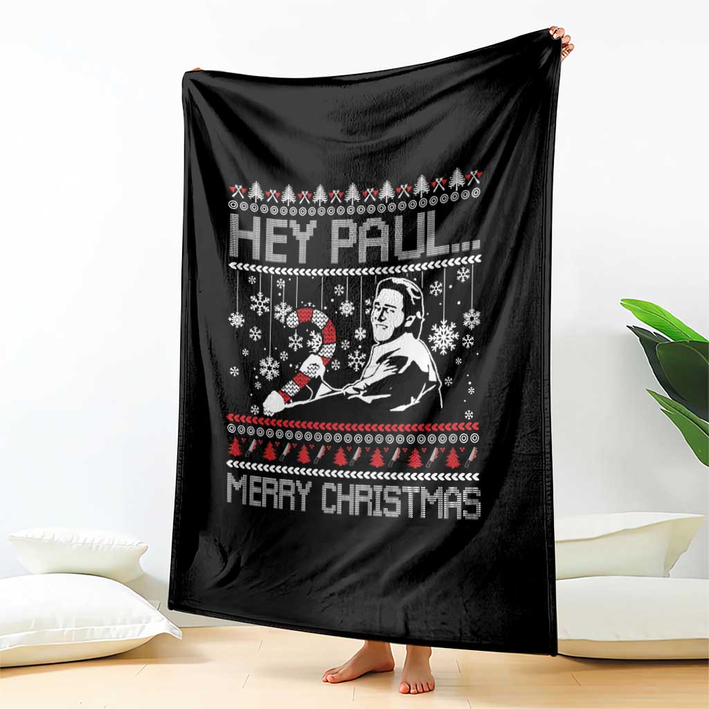 Funny Christmas Psycho Throw Blanket Hey Paul Merry Christmas Serrial Killer Movie TS11 Print Your Wear