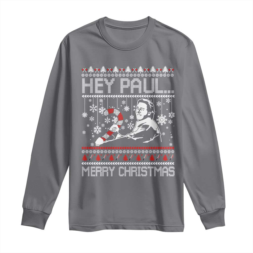 Funny Christmas Psycho Long Sleeve Shirt Hey Paul Merry Christmas Serrial Killer Movie TS11 Charcoal Print Your Wear